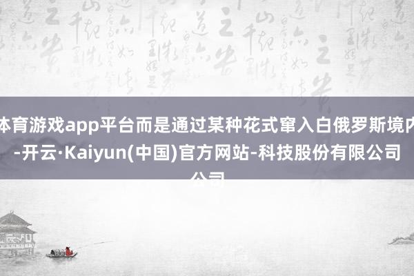 体育游戏app平台而是通过某种花式窜入白俄罗斯境内-开云·Kaiyun(中国)官方网站-科技股份有限公司