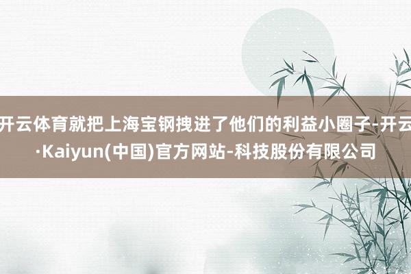 开云体育就把上海宝钢拽进了他们的利益小圈子-开云·Kaiyun(中国)官方网站-科技股份有限公司